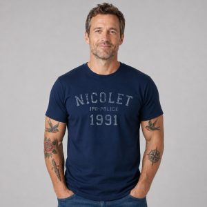 T-shirt BCBC Nicolet marine — NICOLET IPO-POLICE 1991 · Édition limitée Bon Cop Bad Cop