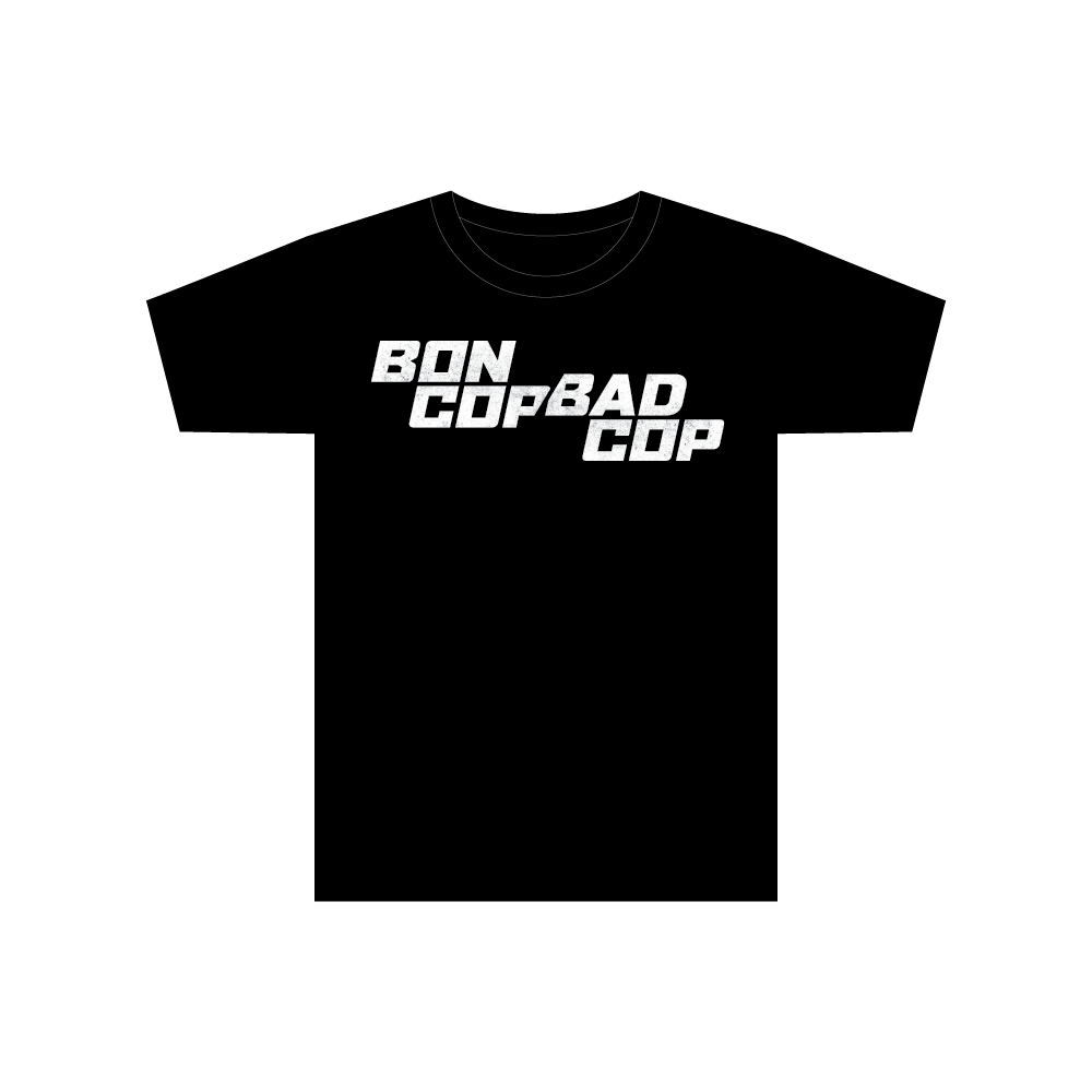 T-shirt BCBC Logo Noir — logo Bon Cop Bad Cop blanc, collection officielle